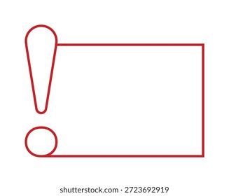 Diseño de signo de exclamación rojo minimalista con marco en caja.
