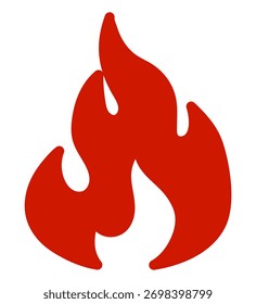 Minimalistic red flame symbol in bold style for versatile use in design and decoration projects.