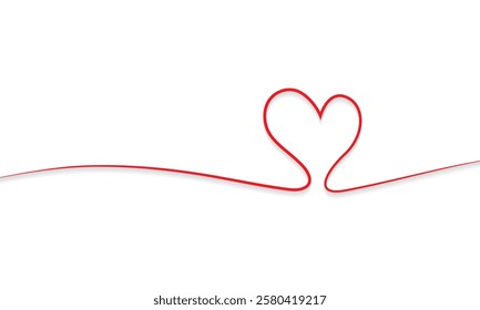 Minimalistic red heart-shaped pattern. Simple, elegant design. A simple isolated linear pattern. Vector illustration.