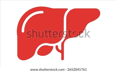 Minimalistic Red Liver Icon Vector with Bile Duct