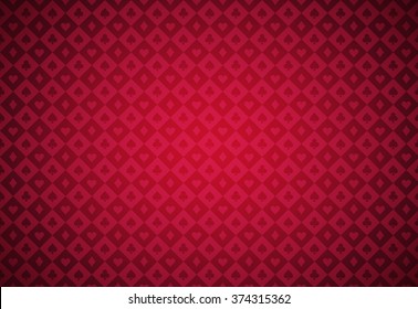 Minimalistic red poker background with texture composed from card symbols