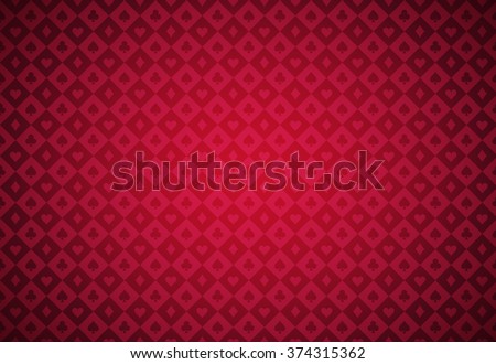 Minimalistic red poker background with texture composed from card symbols