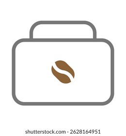 Representação minimalista do grão de café em um conceito ícone de bagagem estilizada