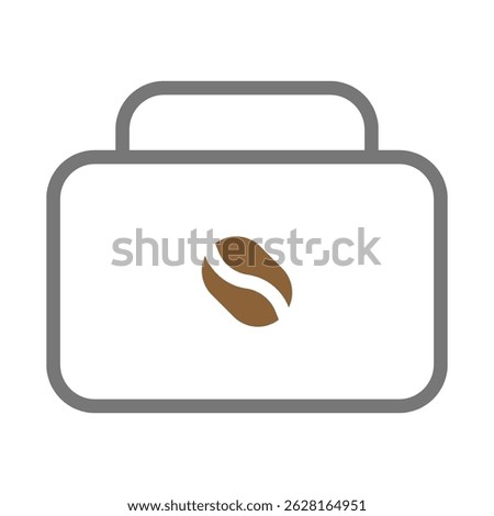 Minimalistic representation of coffee bean in a stylized luggage icon concept
