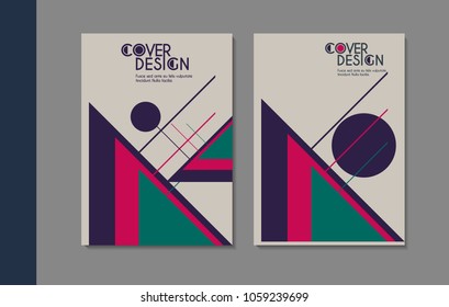Minimalistic retro cover design. Template for brochure, education, business, web design.