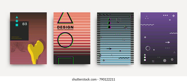 Minimalistic retro covers set | Geometric futuristic design