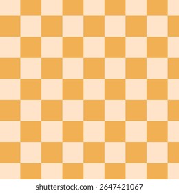 Minimalistic retro-style checkerboard pattern with orange and beige squares. Vintage-inspired background. Perfect for posters, print, banners and projects with a 70s aesthetic.
