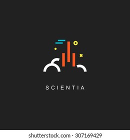 Minimalistic rocket launch logo. Vector illustration