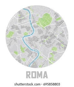 Minimalistic Roma city map icon.