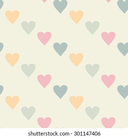 Minimalistic romantic pattern with hearts. Pastel pink tints. Endless texture can be used for wedding design, wallpaper, web background, wrapping, packaging etc.