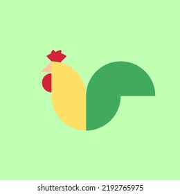 minimalistic rooster icon on green background