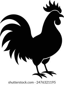 minimalistic rooster silhouette design, rooster vector silhouettes