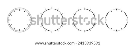 Minimalistic Round Meter Scale Measure. Dial Gauge Stripes Around the Circle. Timer or Stopwatch Logo Countdown. Circular Icon with Lines. Time Sign or Logo Concept. Vector Illustration.