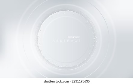 Minimalistic round white background. Abstract 3D circle papercut layer white wallpaper design. Vector background for banner, poster, flyer, card, website trendy gray round vector.