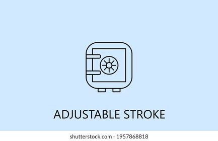 minimalistic safe icon, logo or symbol with fully ajustable strokes