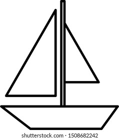 Minimalistic Sail Ship Icon. Vector Image.