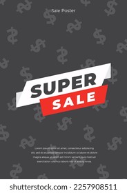 Minimalistic sale poster. Trendy style for business. Cover, banner, template, background. Super sale concept. Vector illustration