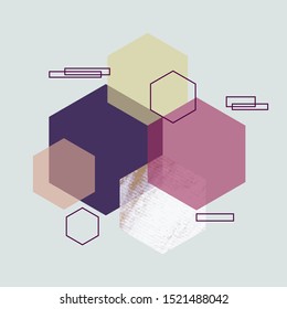 Minimalistic Scandinavian design, hexagons of different colors and texture. Abstract vector pattern design in  for branding, web banner, business, fashion, prints on fabric, wallpaper.
