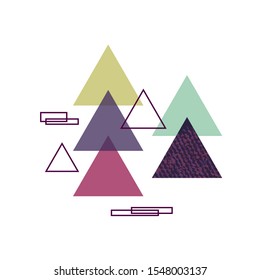 Minimalistic Scandinavian design, triangles of different colors and texture. Abstract vector pattern design in  for branding, web banner, business, fashion, prints on fabric, wallpaper.