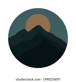 Minimalistic Scandinavian vector with mountains