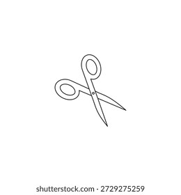 Minimalistisches Scheren-Liniensymbol. Skizzen-Skizzenscheren-Gliederungssymbol. Symbol einzeln auf weißem Hintergrund schneiden. Kann für Web und Mobile verwendet werden. Scheren-Linienzeichnung
