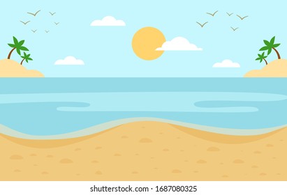 Minimalistic sea landscape. Beach in summertime. 
