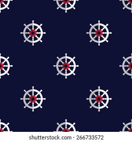 Minimalistic sea style seamless vector pattern with helms