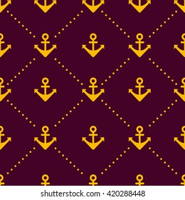 Minimalistic sea style seamless vector pattern with anchors