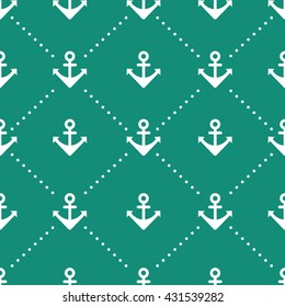Minimalistic sea style seamless vector pattern with anchors