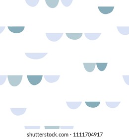 Minimalistic seamless geometric semicircle pattern with abstract blue shapes. Vector. Cute creative hand drawn doodle texture for modern and original textile, fabric, wrapping paper, wall art design

