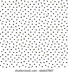 Minimalistic seamless pattern with drawn dots and circles. Vector seamless texture.