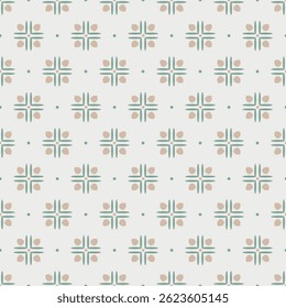 Minimalistic Seamless pattern with geometric floral motif. Pastel colored background design for fabric, textiles, home decor.
