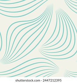 Minimalistic seamless pattern with smooth curves in turquoise color