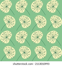 minimalistic seamless pattern with stilizaid dandelions pastel colors
