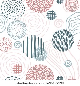 Minimalistic seamless pattern. Vector hand drawn illustration in pastel colors. A simple background is ideal for printing, textiles, fabric, wallpaper, wrapping paper, scrubbing, etc.