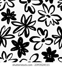 A minimalistic seamless patterns. Abstract floral print.Modern print in black color on a light background. Ideal for textile design, screensavers, covers, cards, invitations.