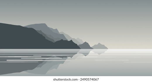 Minimalistic seascape, stylized seashore, vector illustration