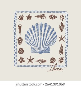 Minimalistic Seashells Ibiza Vector Graphic