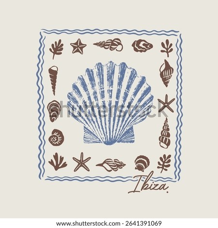 Minimalistic Seashells Ibiza Vector Graphic