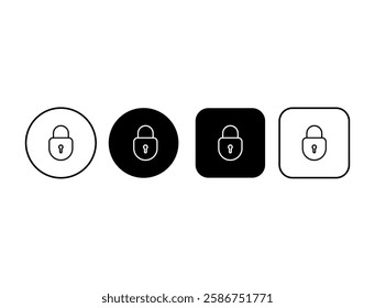 Minimalistic security button collection with lock icons. Editable stroke