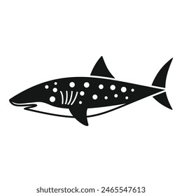 Minimalistic shark silhouette vector illustration in black and white, perfect for marine life, nautical, and wildlife themed designs. Ideal for conservation, biology, and oceanography projects