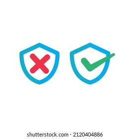 minimalistische Schilddesign, Vektorgrafik mit Scheck- und Kreuzlogo
