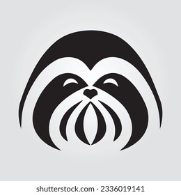 Minimalistic Shih Tzu Dog logo design illustration vector template