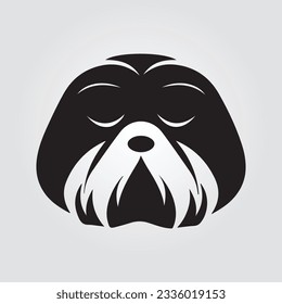 Minimalistic Shih Tzu Dog logo design illustration vector template