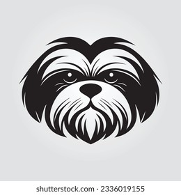 Minimalistic Shih Tzu Dog logo design illustration vector template