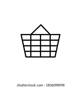Minimalistic shopping cart icon vector with black stripes on white background. End of year discount. New Year 2021.