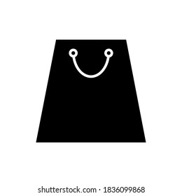 Un vector de icono de carro de la compra minimalista con color negro y fondo blanco. Bolsa de papel ecológica. Descuento de fin de año. Año Nuevo 2021.