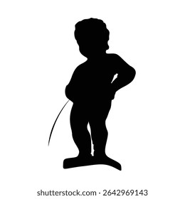 Minimalistic silhouette of Brussels landmark statue
