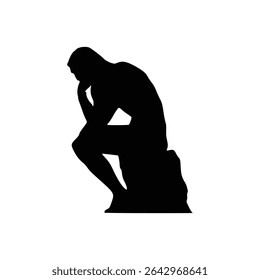 Minimalistic silhouette of Rodin's The Thinker