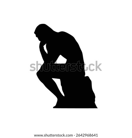 Minimalistic silhouette of Rodin's The Thinker